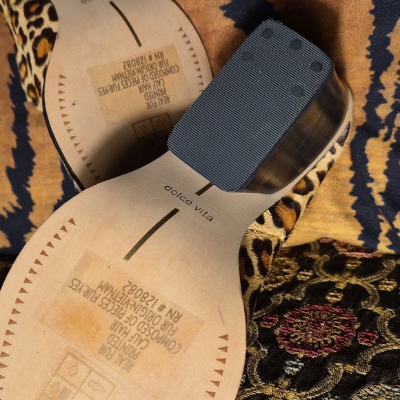 Dolce Vita Real Fur, Cheetah Print Mule,  Slip-On Booties With Western Heel - Picture 6 of 6